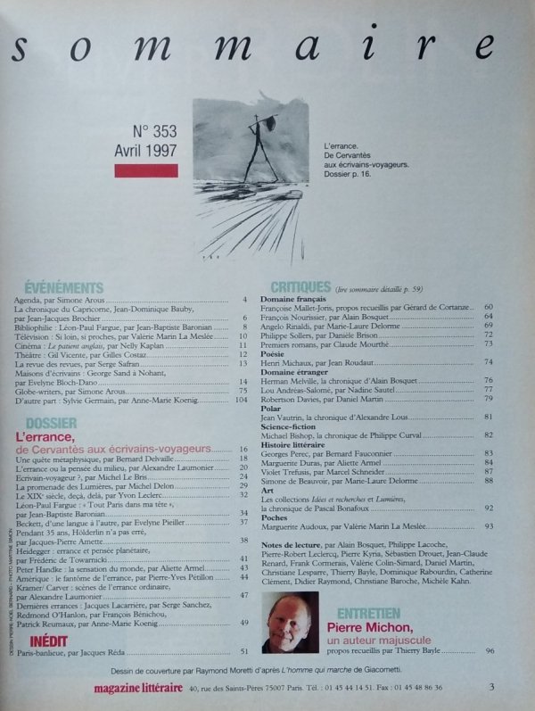 Magazine Litteraire • L'errance de Cervantes aux ecrivains voyageurs Nr 353