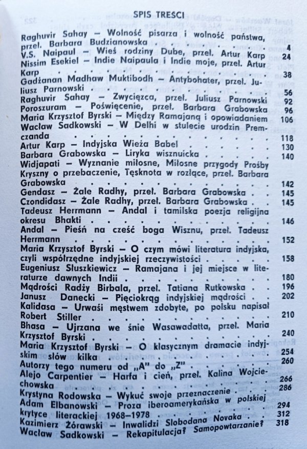 Literatura na świecie 10/1980 (114) / Literatura indyjska, Indie