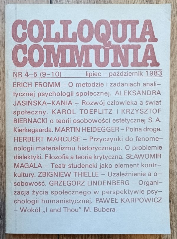 Colloquia Communia 4-5 (9-10) 1983 Fromm, Heidegger, Herbert Marcuse