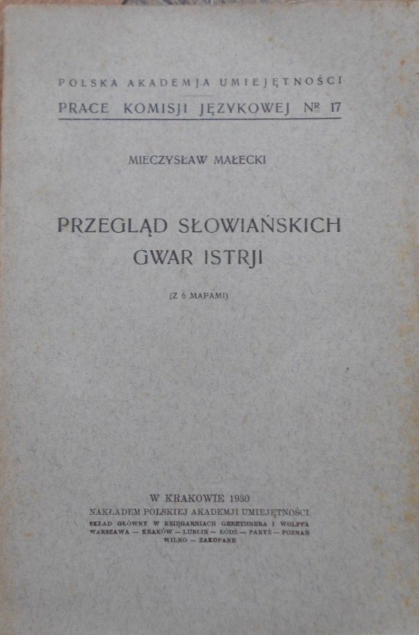 Mieczysław Małecki • Przegląd słowiańskich gwar Istrji