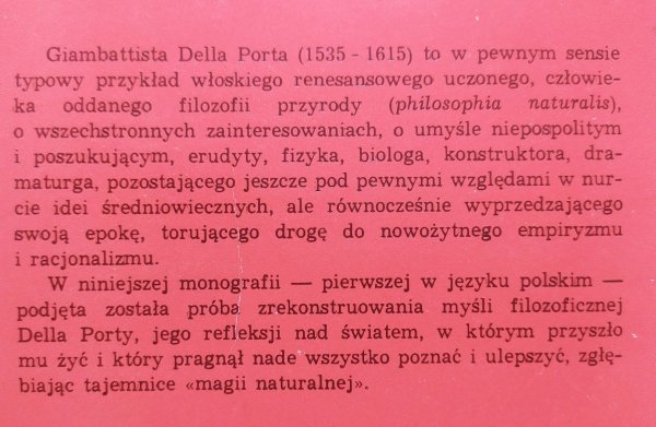 Józef Andrzej Dobrowolski Droga przez labirynty magii. Giambattista Della Porta 1535-1615
