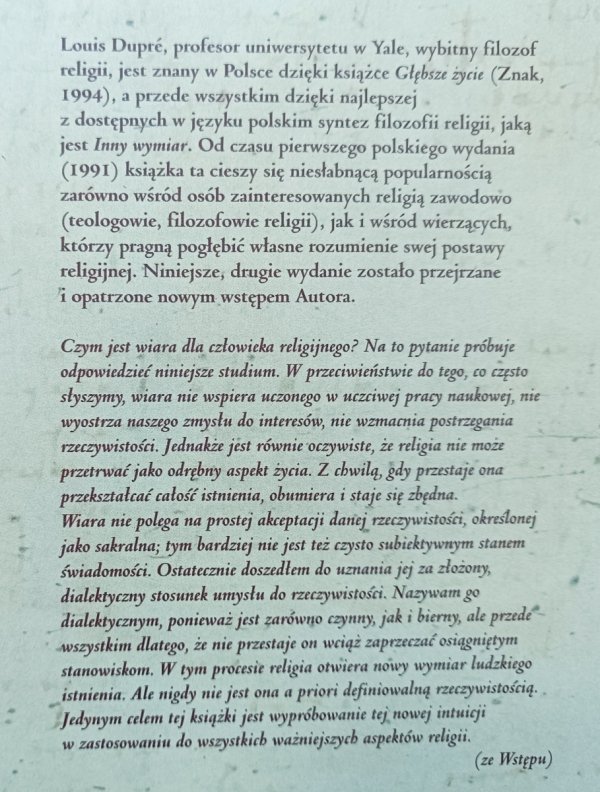 Louis Dupre Inny wymiar. Filozofia religii