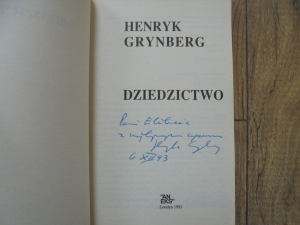 Henryk Grynberg • Dziedzictwo [dedykacja autora]