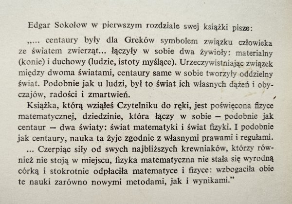 Edgar Sokołow Centaur czyli jak matematyka pomaga fizyce