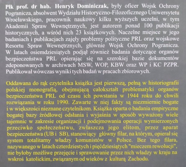 Henryk Dominiczak Organy bezpieczeństwa PRL 1944-1990