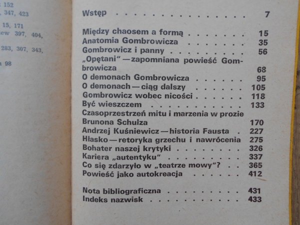 Jerzy Jarzębski • Powieść jako autokreacja. [Gombrowicz, Schulz]