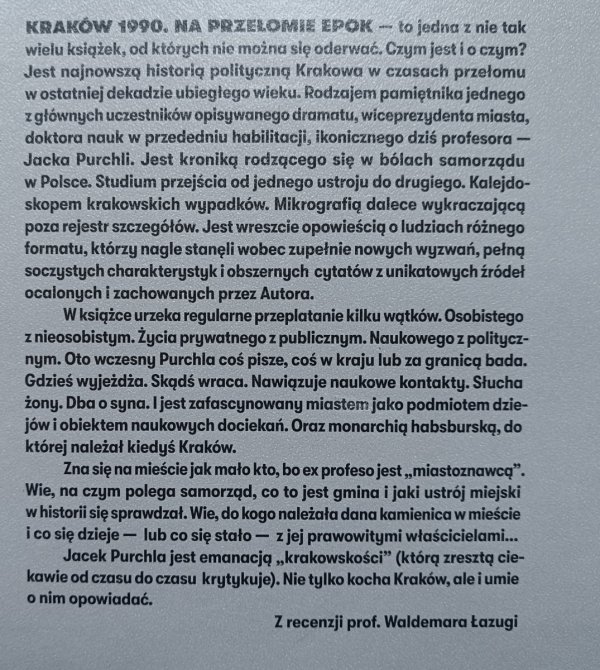 Jacek Purchla Kraków 1990: na przełomie epok