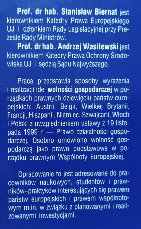 Stanisław Biernat, Andrzej Wasilewski Wolność gospodarcza w Europie