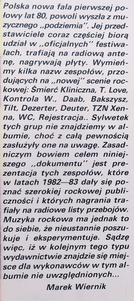 Marek Sart, Marek Wiernik Album polskiego rocka [Polska Nowa Fala]