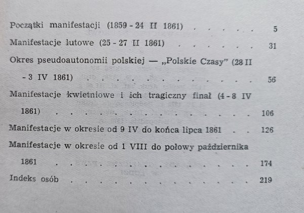 Julian Komar Warszawskie manifestacje patriotyczne 1860-1861
