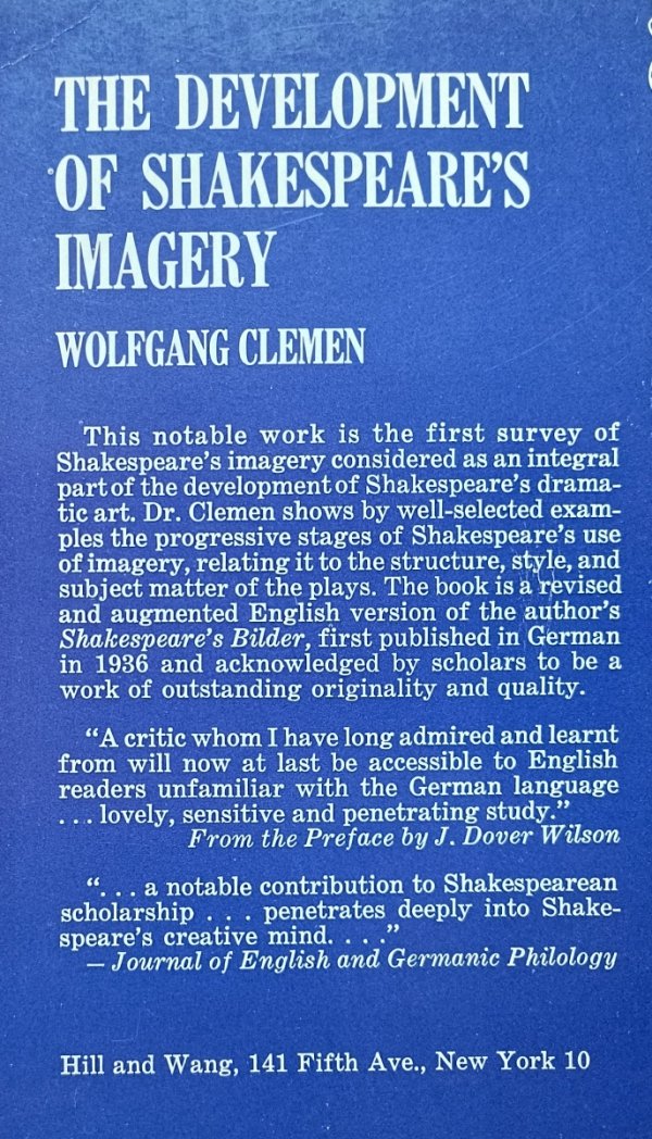 Wolfgang Clemen The Development of Shakespeare's Imagery