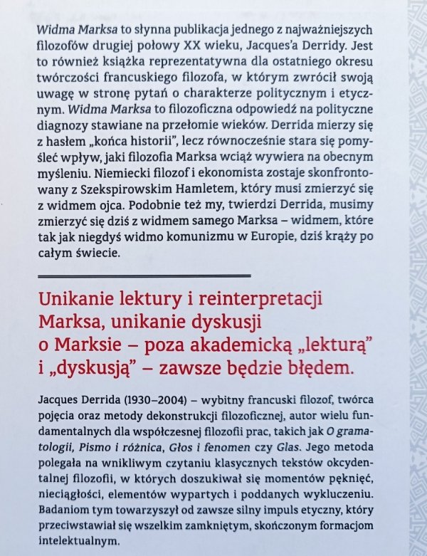 Jacques Derrida Widma Marksa