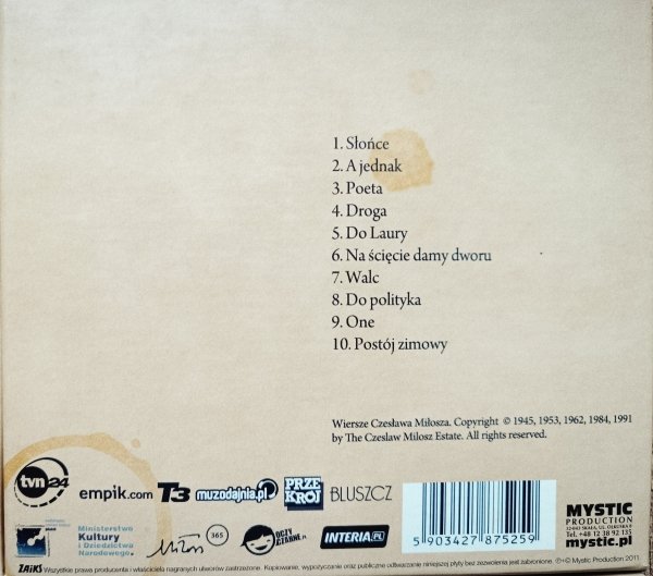 Czesław Śpiewa Czesław Śpiewa Miłosza CD
