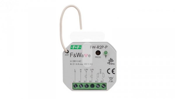Radiowy podwójny przekaźnik bistabilny do puszki fi60 85-265V AC/DC multifunkcyjny podtynkowy FiWave FW-R2P-P