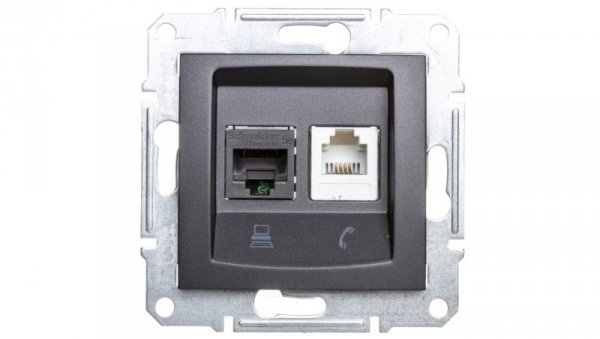 SEDNA Gniazdo teleinformatyczne RJ11 RJ45 kat.5e UTP grafitowe SDN5100170