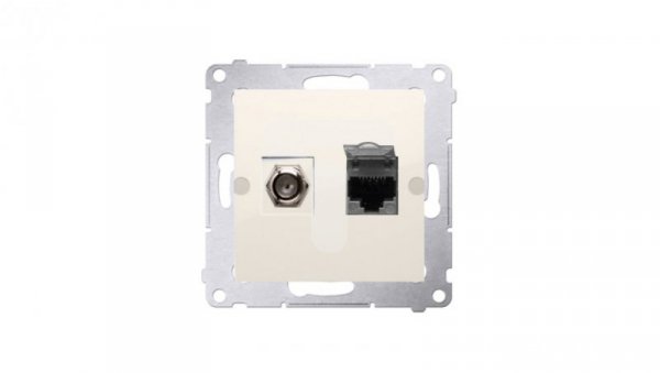 Simon 54 Gniazdo antenowe i komputerowe typu F i RJ45 kat.6 krem DASFRJ45.01/41