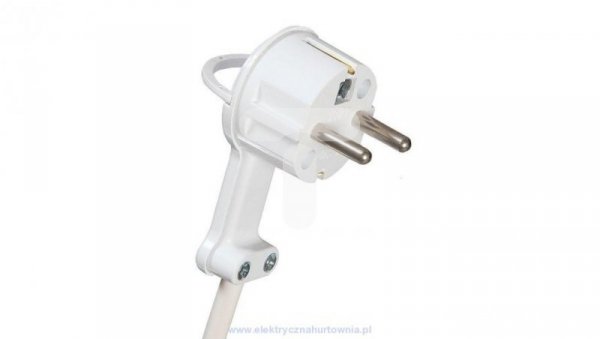 Wtyczka kątowa ULTRA PŁASKA 16A 2P+Z 250V z uchwytem biała WT-16UP