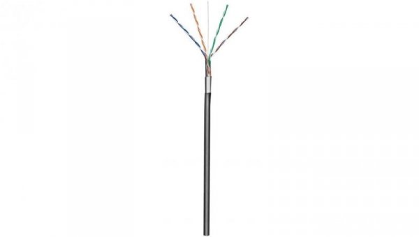 Kabel Skrętka Kat 5e F/UTP Drut 305m Czarna Zewnętrzna CCA