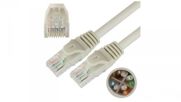 Patchcord UTP kat.6 kabel sieciowy LAN 2x RJ45 linka szary 10m NEKU