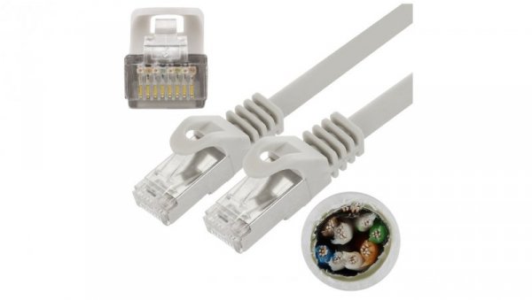 Patchcord FTP kat.5e kabel sieciowy LAN 2x RJ45 linka szary 2m NEKU