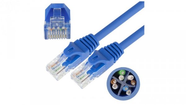 Patchcord UTP kat.6 kabel sieciowy LAN 2x RJ45 linka niebieski 1m NEKU