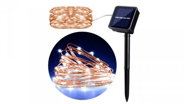 Solarna lampa ogrodowa ozdobna 100 LED 10m 600mAh GreenBlue GB164