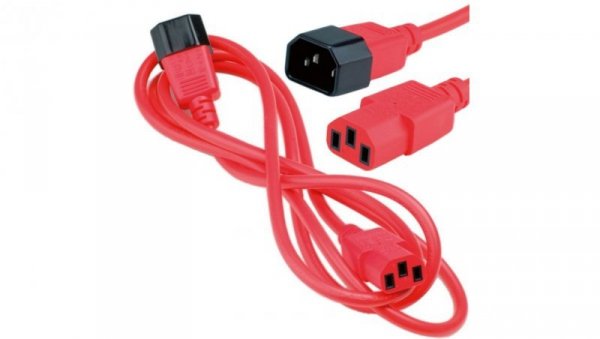 Przedłużacz zasilający 230V IEC320 C14/ C13 1,8m czerwony