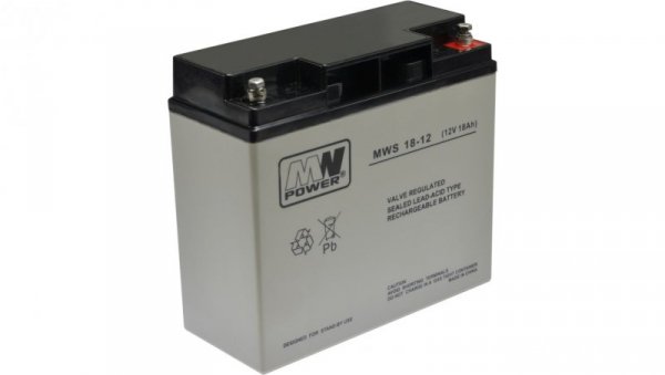 Akumulator 12V 18Ah MWS AGM Faston 187 uchwyt śrubowy pionowy