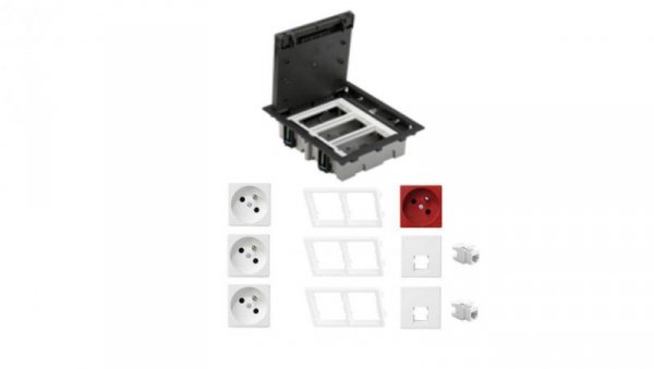 KONTAKT SIMON FLOOR BOX puszka podłogowa 3x gniazdo pojedyncze z/u + 1x gniazdo DATA + 2x gniazdo RJ45 kat. 6 do podłóg technicz