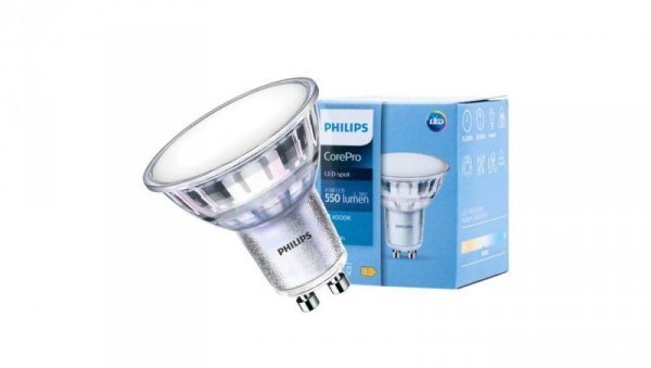 Żarówka Philips GU10 led 3000K 4,9W 550lm ciepła biała 830 120 stopni corepro