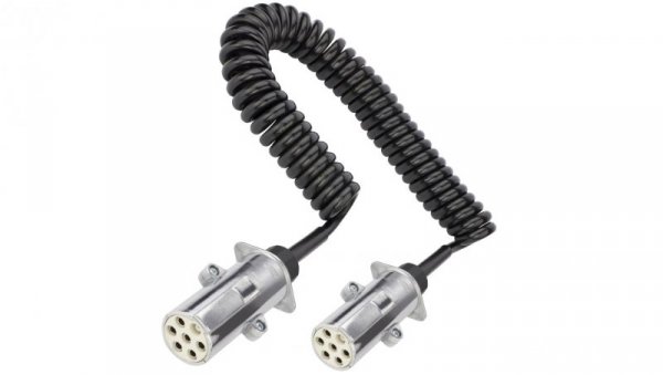 Przewód spiralny QLY-s kabel do naczepy zakończony metalowymi wtykami 7-pin typu S 24V 4,5m