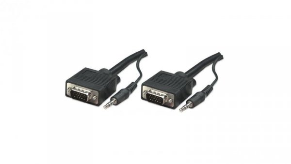 Kabel SVGA HD15-HD15 M/M z audio Jack 3.5mm 1.8m czarny
