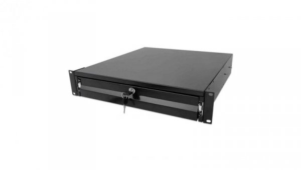 Szuflada do szaf Rack, 2U, z zamkiem, 466mm, czarna