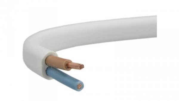 Przewód prądowy H03VVH2-F / OMYp 300V 2x1,5 płaski biały linka Elektrokabel /100m/
