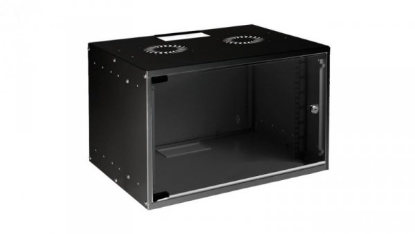 Szafa wisząca RACK 19 7U 400mm czarna drzwi szklane SOHO-BOX MIRSAN
