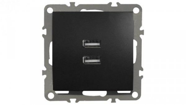 QUADRA GNIAZDKO PODTYNKOWE USB 2.1A CZARNE