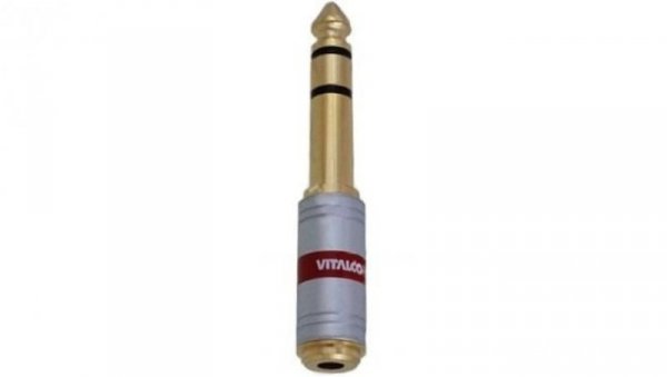 VITALCO JP112 CHROME Przejście Adapter AUX Jack 6,3mm Stereo (wtyk) / mini Jack 3,5mm Stereo (gniazdo) pozłacany