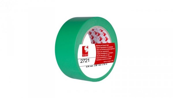Taśma oznaczeniowa ostrzegawcza 50mm/33m zielona 2721 SCAPA