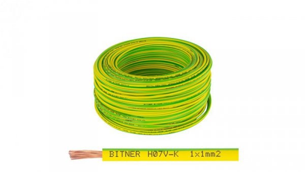 Przewód instalacyjny BiTOne H05V-K / LgY 0,75 500V żółto-zielony linka giętka Bitner /100m/