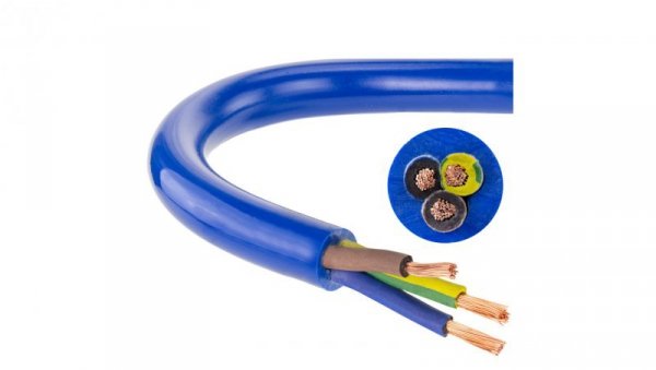 Przewód zasilający sterowniczy elastyczny PUR H07BQ-F 3x1,5 niebieski Elektrokabel /50m/