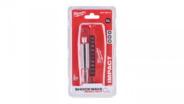 Zestaw wytrzymałych udarowych bitów nasadek PH PZ TX 12 szt ze ściągaczem izolacji Drive Guide Shockwave Impact Duty Milwaukee