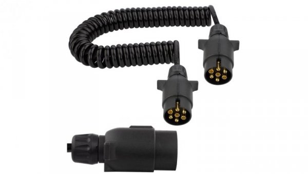 Przewód spiralny QLY-s kabel do przyczepy zakończony plastikowymi wtykami 7-pin 12V 5m