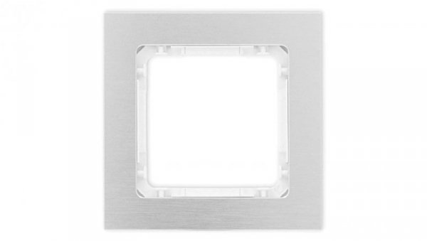 DECO Ramka uniwersalna pojedyncza - aluminium szczotkowane (ramka: srebrna spód: biały) 7-0-DRA-1