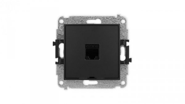 ICON Mechanizm gniazda komputerowego pojedynczego 1xRJ45, kat. 6, 8-stykowy, bez pola opisowego czarny mat 12IGKBO-3