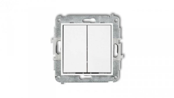 ICON Mechanizm łącznika zwiernego, świecznikowego (dwa klawisze bez piktogramów, osobne zasilanie) biały IWP-44.2