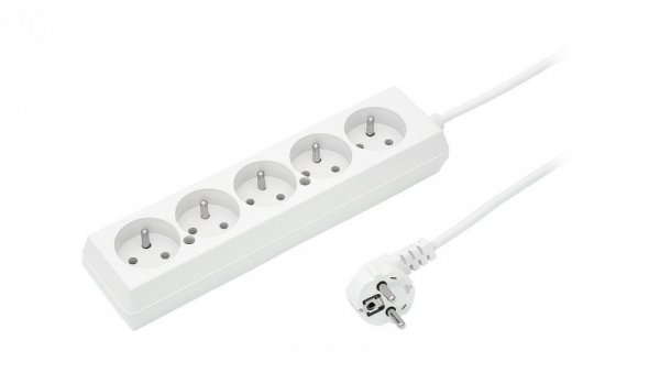 Przedłużacz 5-gniazd z/u 10A 3m /OMY 3x1/ biały PS-570 T-105810
