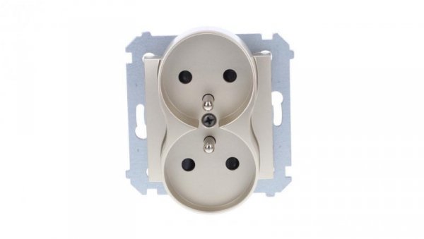 Simon 54 Nature Gniazdo podwójne z/u 16A 250V z przesłonami złoty DGZ2MZN.01/44