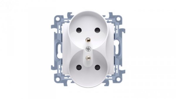 Simon 10 Gniazdo podwójne z/u białe 16A 250V IP20 CGZ2M.01/11