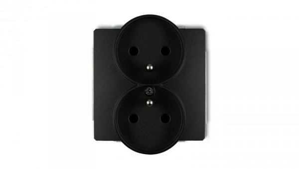 DECO Gniazdo podwójne z/u czarny mat 12DGPR-2zp