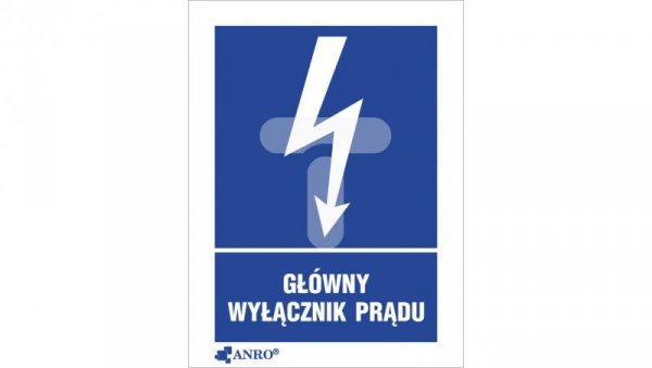 Samoprzylepna tabliczka ostrzegawcza /GŁÓWNY WYŁĄCZNIK PRĄDU 148X210/ 20EIA/Q4/F